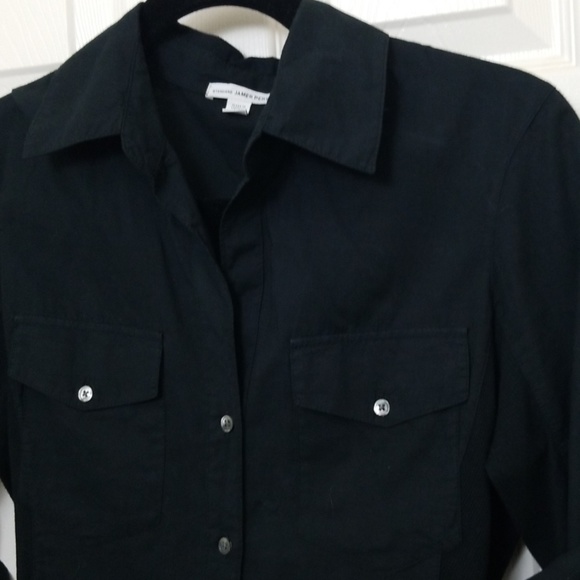 James Perse Surplice Shirt Black Button Front top - Picture 6 of 9